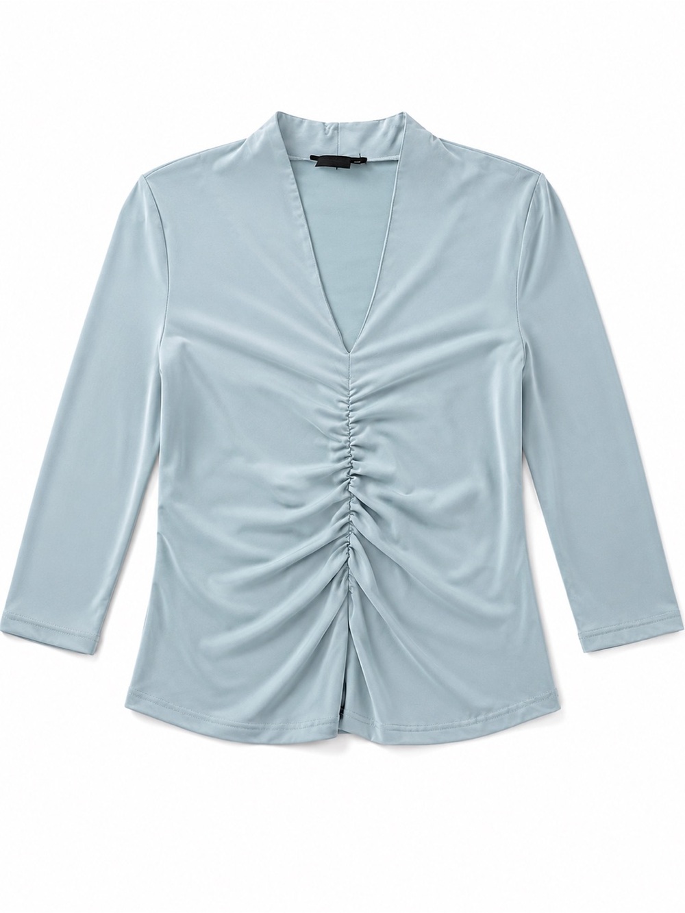 V-neck Top Light Blue Ruched size M